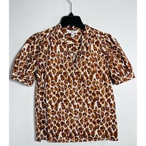 Nine West Womens Leopard/Animal‎ Print ButtonUp Blouse/Shirt Sz:XS